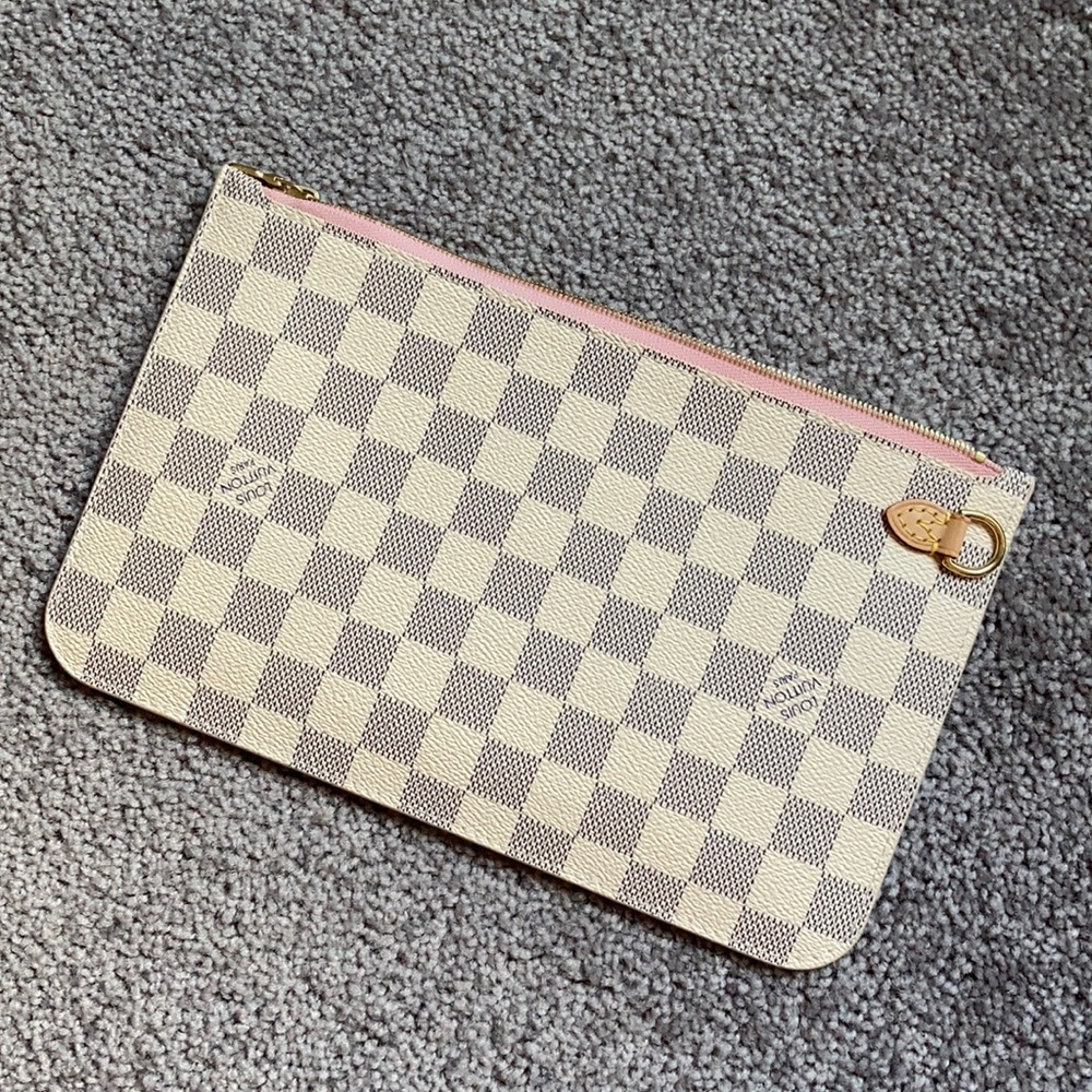 Louis Vuitton wristlet- cream / gray canvas